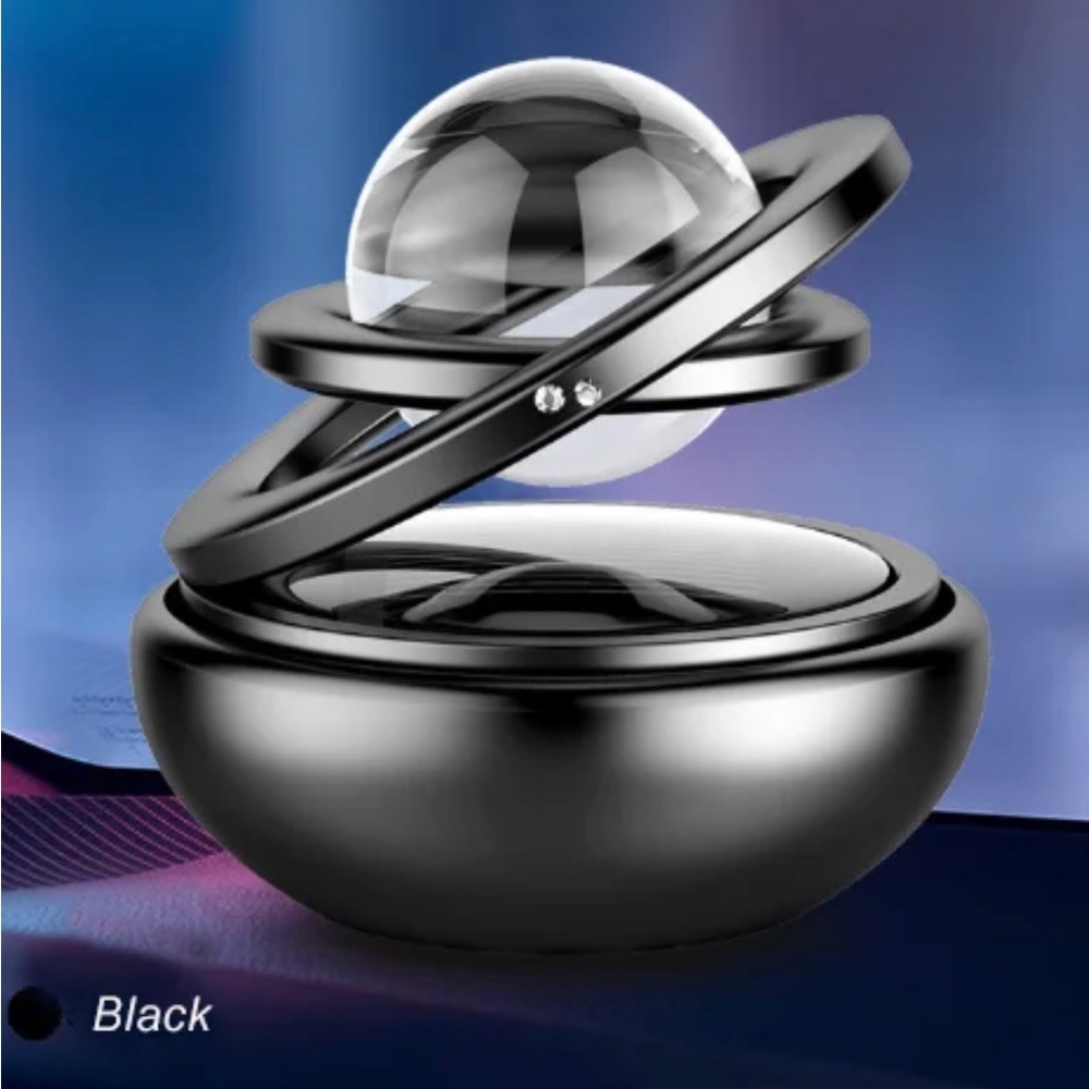 Rotating Solar Powered Car Aromatherapy, Car Solid Perfume Air Freshener Black